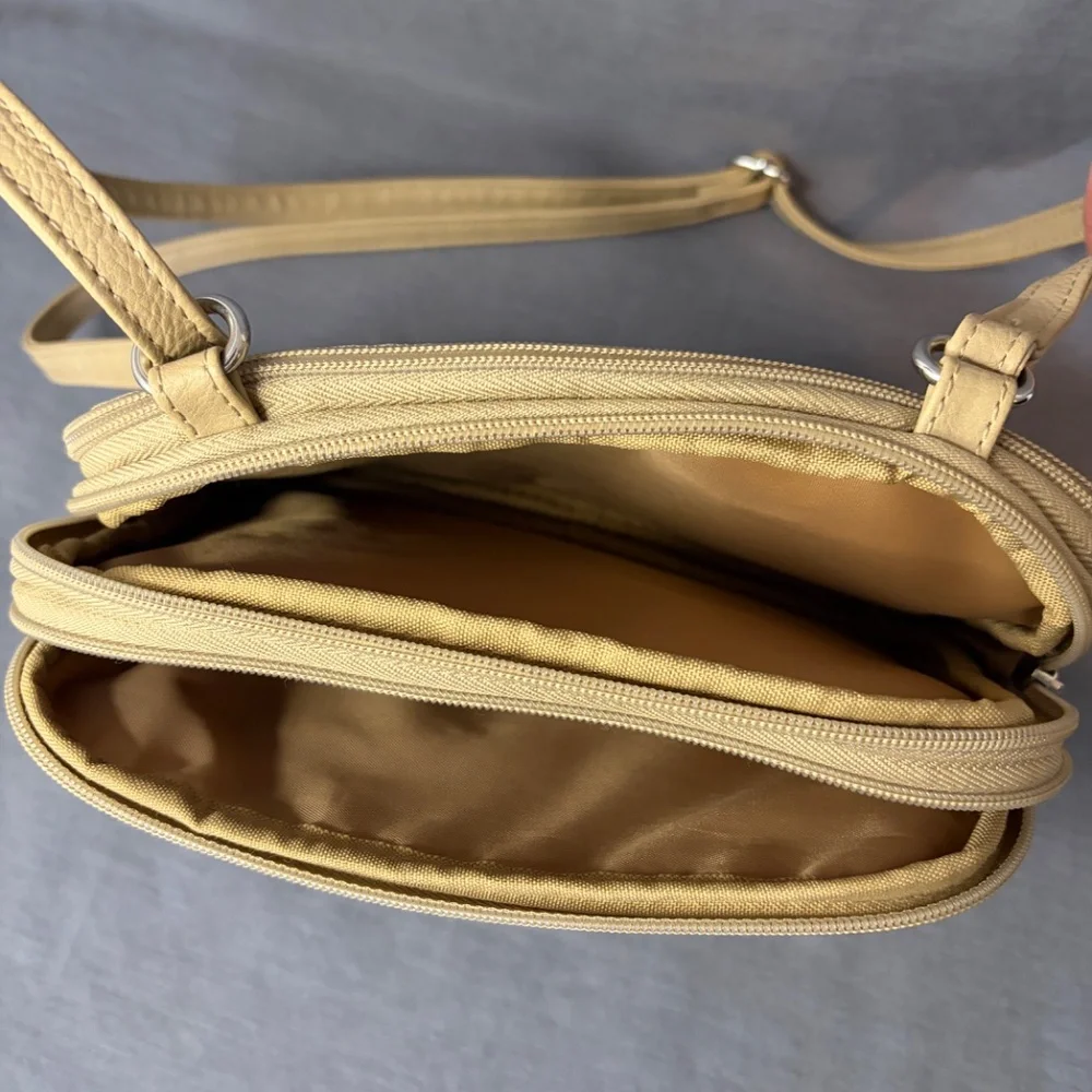 MultiSac Crossbody Purse Bag Beige & Blue Floral Casablanca Zip Pockets